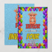 Invitation d'anniversaire 4 ans de vache des Highl (Devant / Derrière)