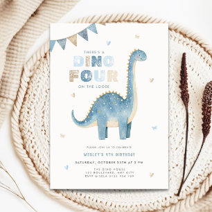 Invitation d'anniversaire 4 ans Dino Four pour gar