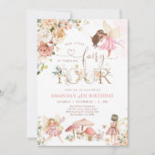 Invitation d'anniversaire 4 ans fille Fée Fleur Sa (Devant)