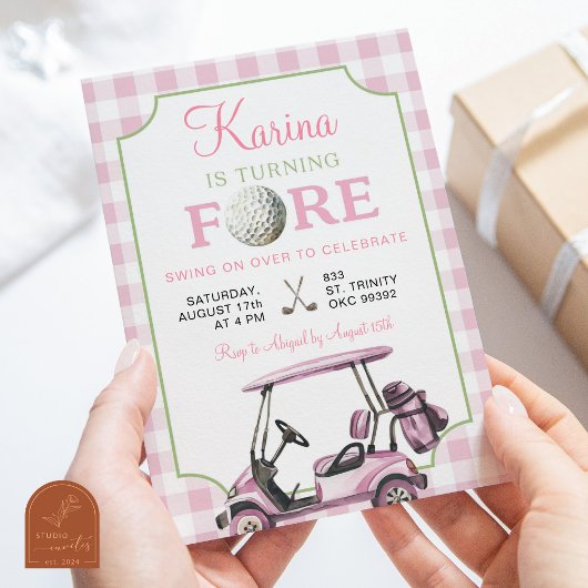Invitation d'anniversaire 4 ans fille golf preppy
