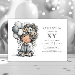 Invitation d'anniversaire 4 ans Fille Toddler Humo