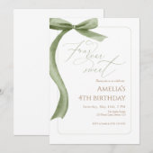 Invitation d'anniversaire 4 ans Green Bow Four Eve (Devant / Derrière)