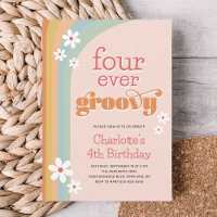 Invitation d'anniversaire 4 ans Groovy Daisies Gir