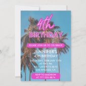 Invitation d'anniversaire 4 ans Palmier Tropical É (Devant)