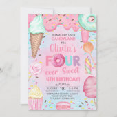 Invitation d'anniversaire 4 ans pour fille Four Ev (Devant)