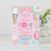 Invitation d'anniversaire 4 ans pour fille Four Ev (Debout devant)