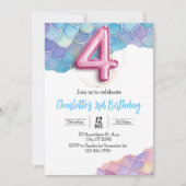 Invitation d'anniversaire 4 ans Sirène (Devant)