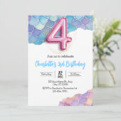 Invitation d'anniversaire 4 ans Sirène (Debout devant)