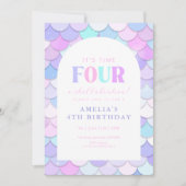 Invitation d'anniversaire 4 ans Sirène Rose (Devant)