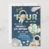 Invitation d'anniversaire 4 ans Space Boy reach FO (Devant)