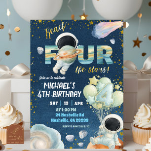 Invitation d'anniversaire 4 ans Space Boy reach FO