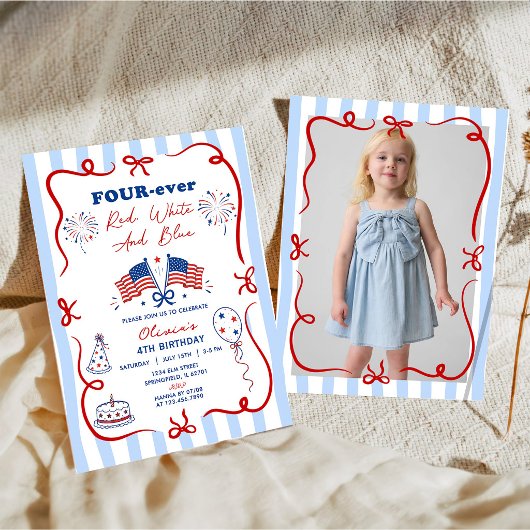 Invitation d'anniversaire 4 ans thème patriotique 