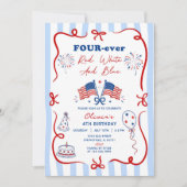 Invitation d'anniversaire 4 ans thème patriotique  (Devant)