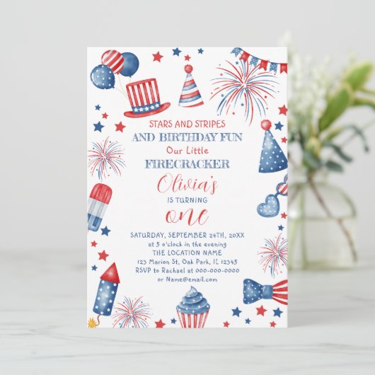 Invitation d'anniversaire 4 juillet (Debout devant)