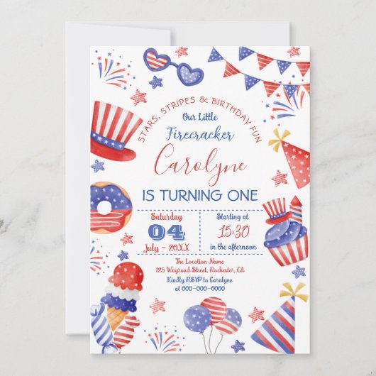 Invitation d'anniversaire 4 juillet (Devant)