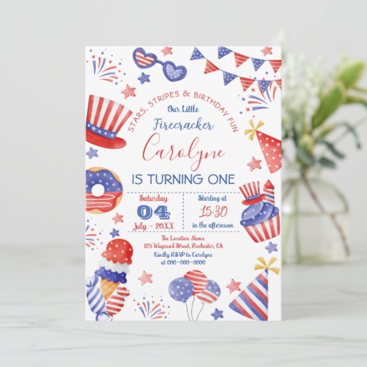 Invitation d'anniversaire 4 juillet (Debout devant)