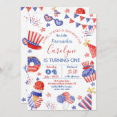Invitation d'anniversaire 4 juillet (Devant / Derrière)