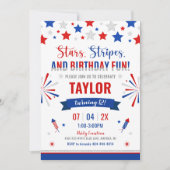 Invitation d'anniversaire 4 juillet, blanc rouge e (Devant)