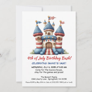 Invitation d'anniversaire 4 juillet Bounce House