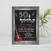 Invitation d'anniversaire 50 ans 50 Rocks Rockstar (Debout devant)