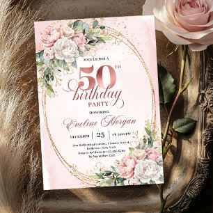 Invitation d'anniversaire 50 ans au fard à joues b