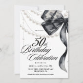 Invitation d'anniversaire 50 ans Black Bow (Devant)