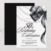 Invitation d'anniversaire 50 ans Black Bow (Devant / Derrière)