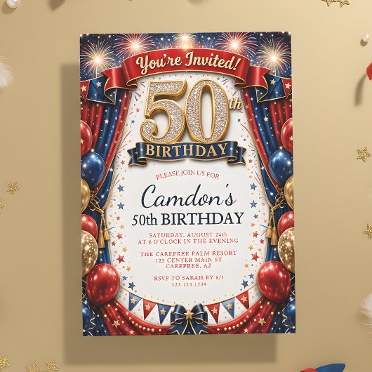 Invitation d'anniversaire 50 ans Carnaval pour lui
