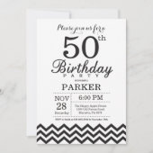 Invitation d'anniversaire 50 ans Chevron noir et b (Devant)