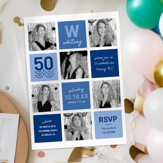 Invitation d'anniversaire 50 ans Collage de photos