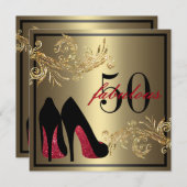 Invitation  d'anniversaire 50 ans de mariage, chaussures de d (Devant / Derrière)