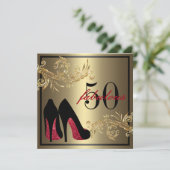Invitation  d'anniversaire 50 ans de mariage, chaussures de d (Debout devant)