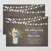 Invitation d'anniversaire 50 ans en bois rustique (Devant / Derrière)