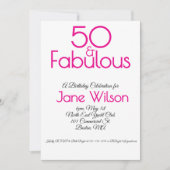 Invitation d'anniversaire 50 ans en rose et blanc (Devant)