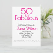 Invitation d'anniversaire 50 ans en rose et blanc (Debout devant)