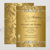 Invitation d'anniversaire 50 ans et Fabuleuse Feui (Devant / Derrière)