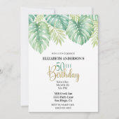 Invitation d'anniversaire 50 ans Feuilles Tropical (Devant)
