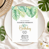 Invitation d'anniversaire 50 ans Feuilles Tropical