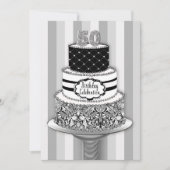 Invitation d'anniversaire 50 ans, gâteau à 3 étage (Devant)