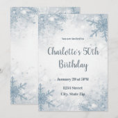Invitation d'anniversaire 50 ans hiver sophistiqué (Devant / Derrière)