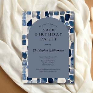 Invitation d'anniversaire 50 ans homme moderne Blu