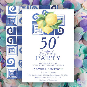 Invitation d'anniversaire 50 ans Lemon Méditerrané