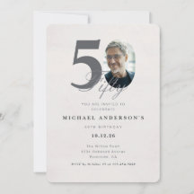 Invitation d'anniversaire 50 ans minimaliste