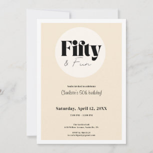 Invitation d'anniversaire 50 ans Minimaliste Beige