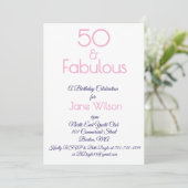 Invitation d'anniversaire 50 ans Navy et Rose (Debout devant)