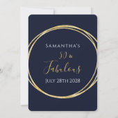 Invitation d'anniversaire 50 ans Navy Or (Dos)