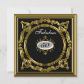 Invitation d'anniversaire 50 ans Noir (Devant)