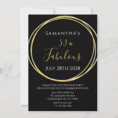Invitation d'anniversaire 50 ans noir or (Devant)