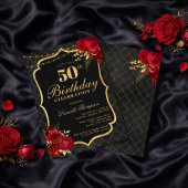 Invitation d'anniversaire 50 ans Noir, Rouge & Or