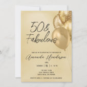 Invitation d'anniversaire 50 ans or et fabuleux (Devant)